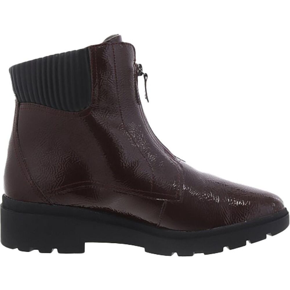 Clarks Womens Calla Zip Red Patent Block Heel Booties Chelsea Boots Shoes New_2